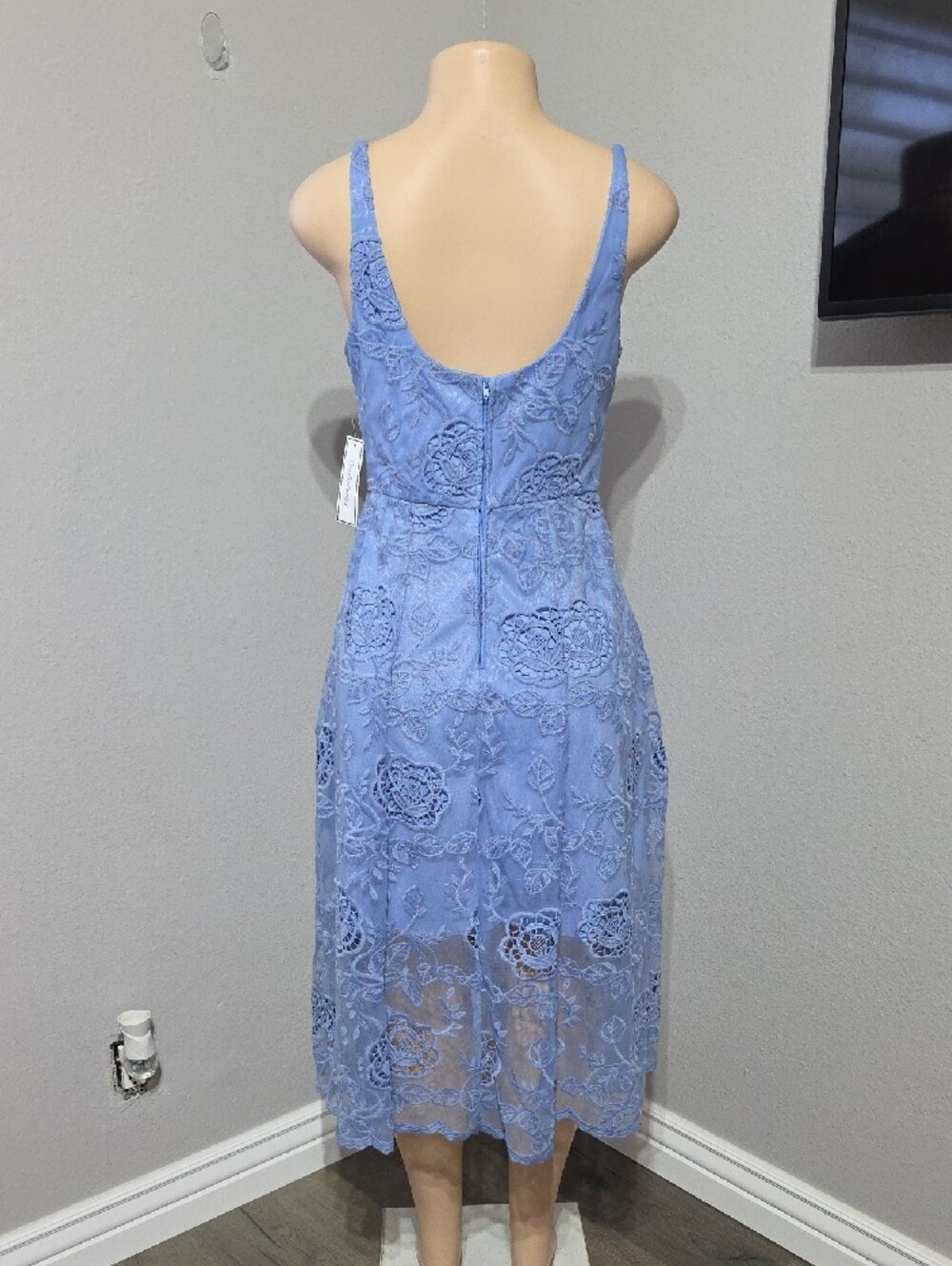 Premier Light Blue Lace Slip Midi Dress Size 8 - Picture 7 of 15